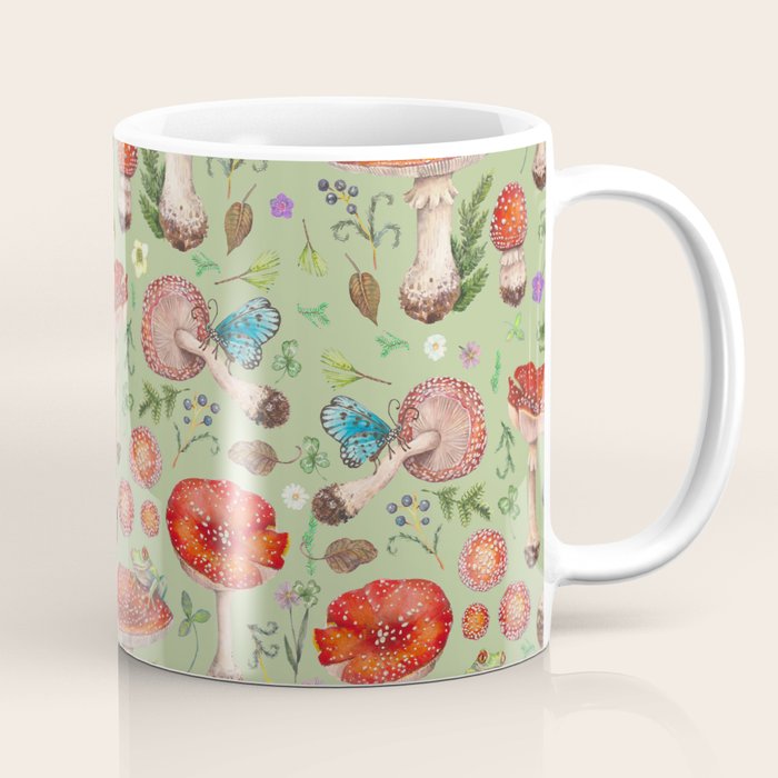 Lovely Red Mushrooms - GreenBG Coffee Mug Gallery Image 1