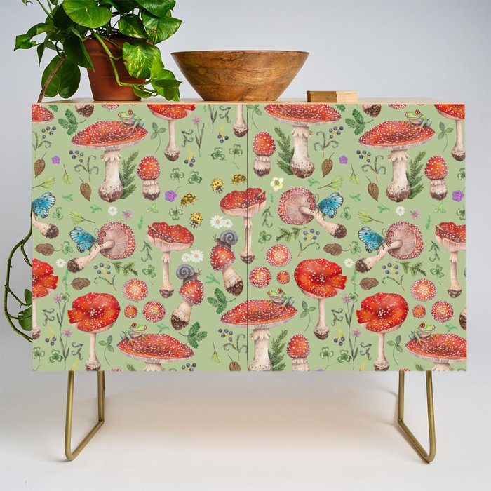 Lovely Red Mushrooms - GreenBG Credenza Gallery Image 1