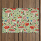 Lovely Red Mushrooms - GreenBG Outdoor Rug Gallery Image 1