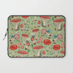 Lovely Red Mushrooms - GreenBG Laptop Sleeve Gallery Image 1