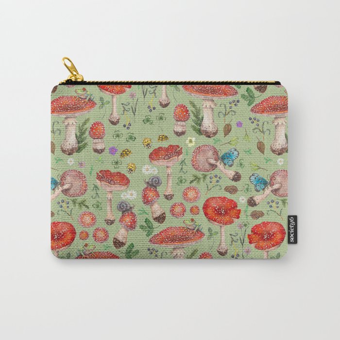 Lovely Red Mushrooms - GreenBG Carry All Pouch Gallery Image 1