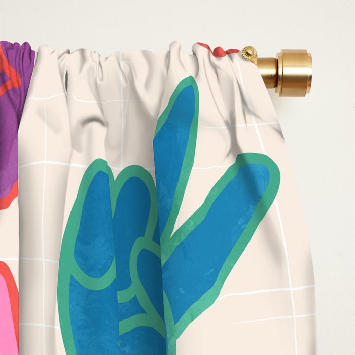 Peace And Victory Hand Sign In Rainbow Colours Pattern Window Curtain Gallery Image 2