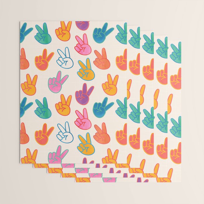 Peace And Victory Hand Sign In Rainbow Colours Pattern Wrapping Paper Gallery Image 3