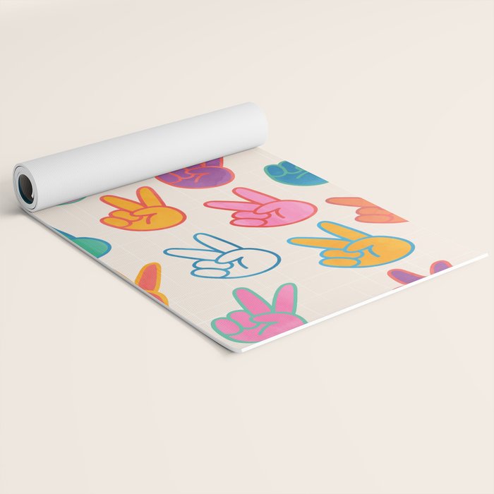 Peace And Victory Hand Sign In Rainbow Colours Pattern Yoga Mat Gallery Image 2