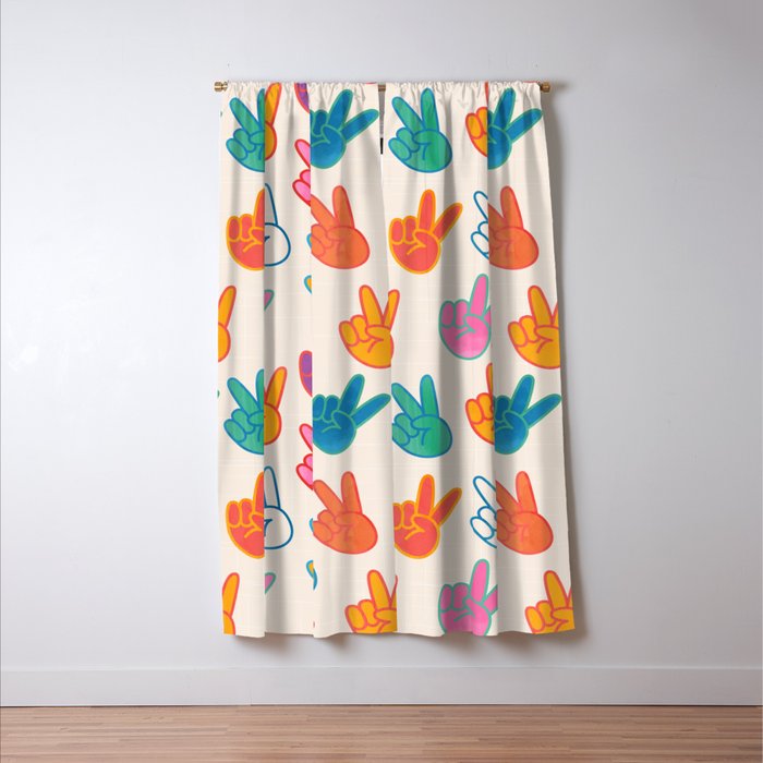 Peace And Victory Hand Sign In Rainbow Colours Pattern Window Curtain Gallery Image 3
