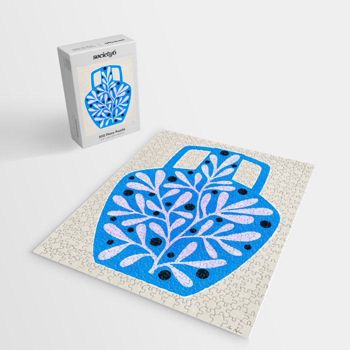 Mediterramean blue vase and leaves Jigsaw Puzzle Gallery Image 2