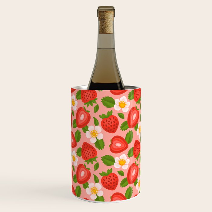 Strawberry Pattern on Pink Wine Chiller Gallery Image 1