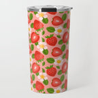 Strawberry Pattern on Pink Travel Mug Gallery Image 1