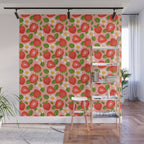 Strawberry Pattern on Pink Wall Mural Gallery Image 1