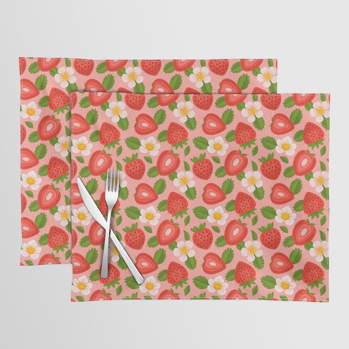 Strawberry Pattern on Pink Placemat Gallery Image 1