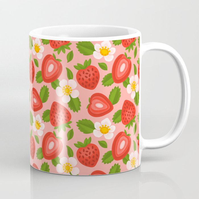 Strawberry Pattern on Pink Coffee Mug Gallery Image 1
