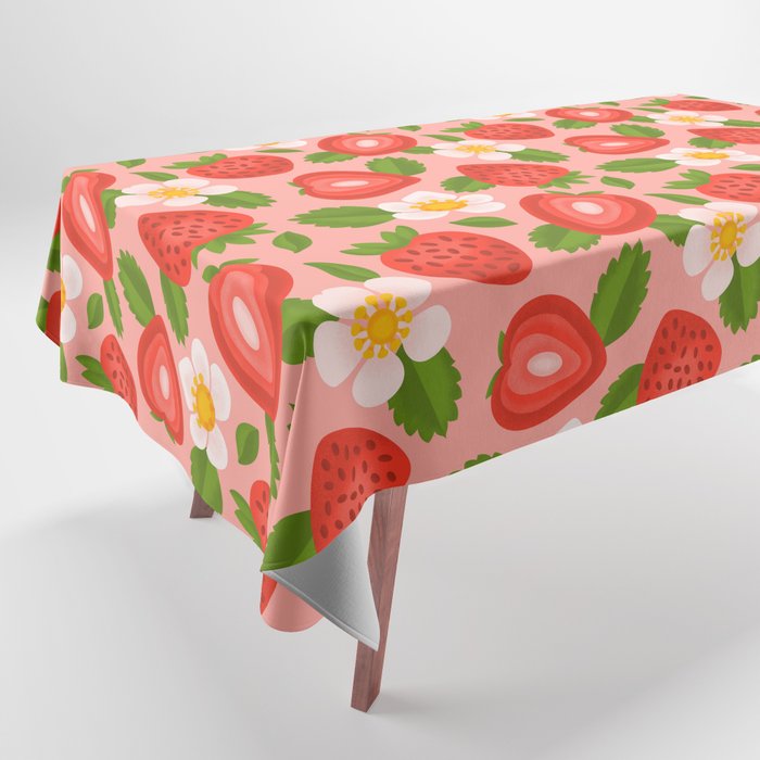 Strawberry Pattern on Pink Tablecloth Gallery Image 1
