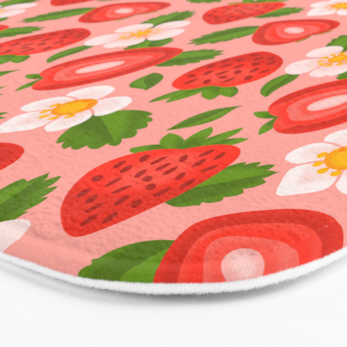 Strawberry Pattern on Pink Bath Mat Gallery Image 3