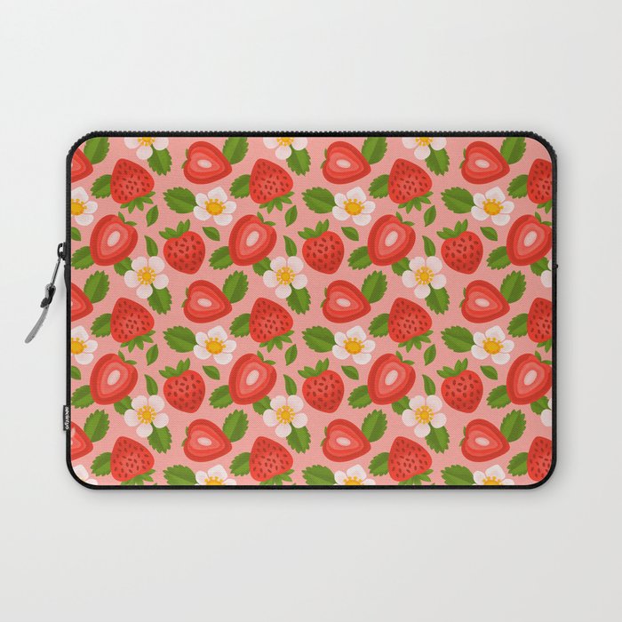 Strawberry Pattern on Pink Laptop Sleeve Gallery Image 1