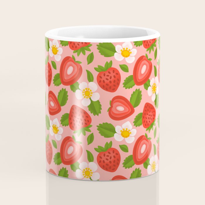 Strawberry Pattern on Pink Coffee Mug Gallery Image 4