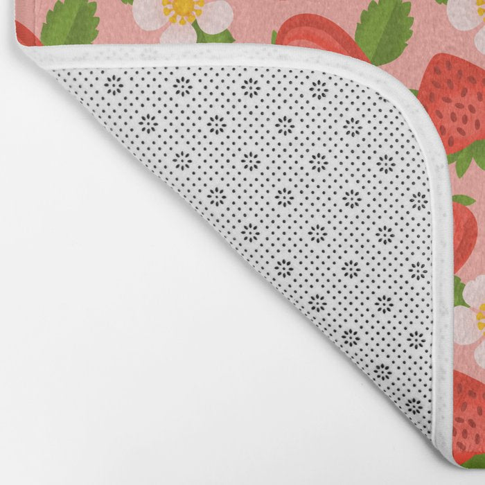 Strawberry Pattern on Pink Bath Mat Gallery Image 2
