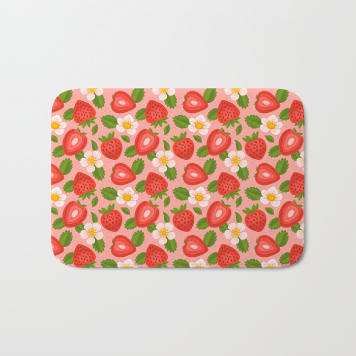 Strawberry Pattern on Pink Bath Mat Gallery Image 1