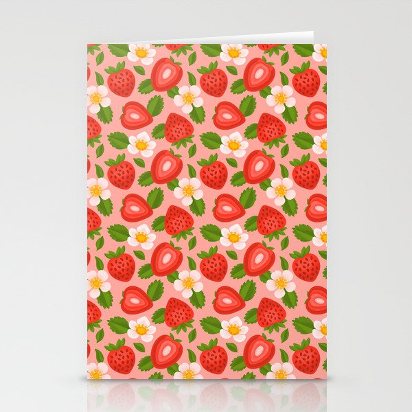 Strawberry Pattern on Pink Stationery Card Gallery Image 2