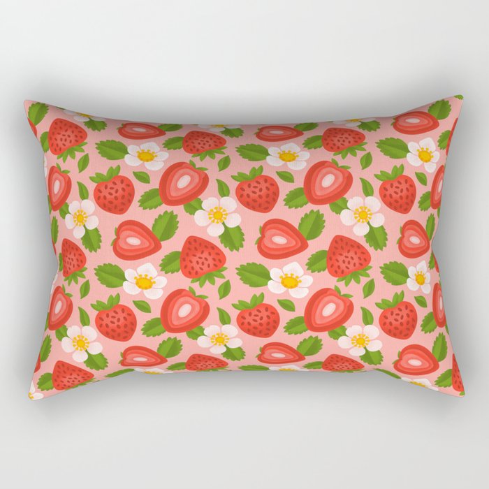 Strawberry Pattern on Pink Rectangular Pillow Gallery Image 2
