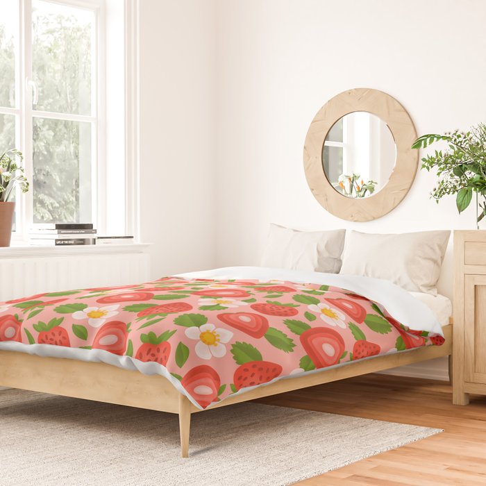 Strawberry Pattern on Pink Duvet Cover Gallery Image 2