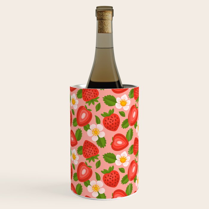 Strawberry Pattern on Pink Wine Chiller Gallery Image 2