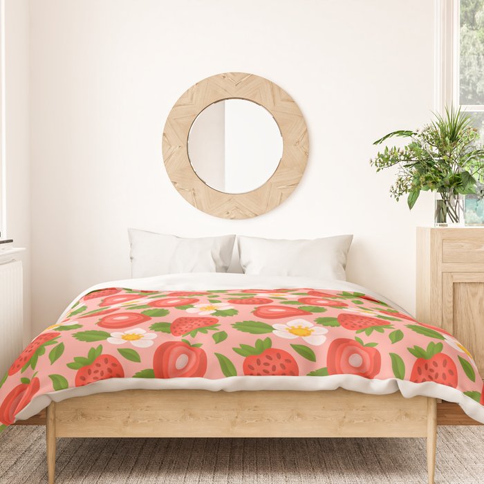Strawberry Pattern on Pink Duvet Cover Gallery Image 3