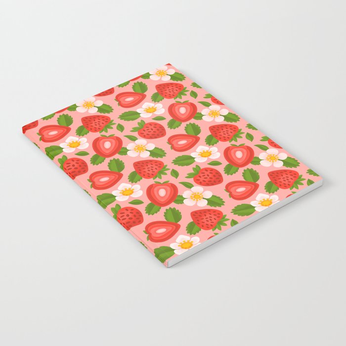 Strawberry Pattern on Pink Notebook Gallery Image 1