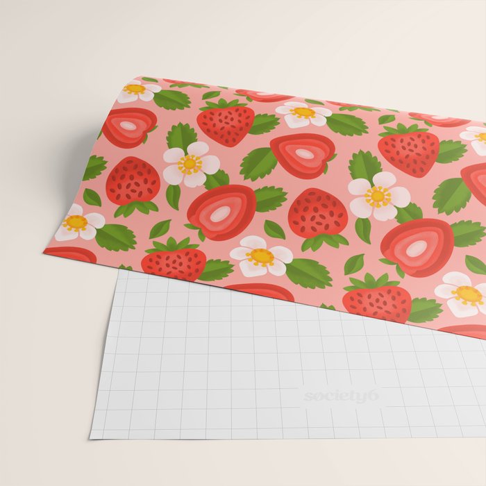 Strawberry Pattern on Pink Wrapping Paper Gallery Image 2