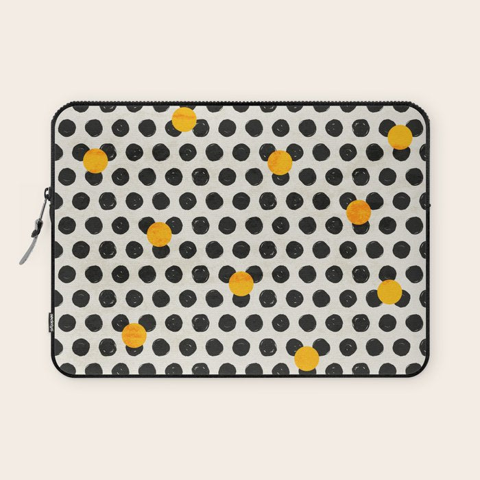 Brushed Strokes | Abstract Mid-Century Dots Pattern Laptop Sleeve Gallery Image 1