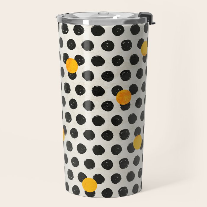 Brushed Strokes | Abstract Mid-Century Dots Pattern Travel Mug Gallery Image 2