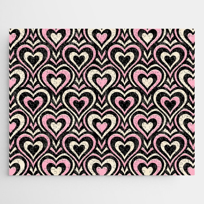 Sweethearts - black, pink, and cream  Jigsaw Puzzle Gallery Image 1