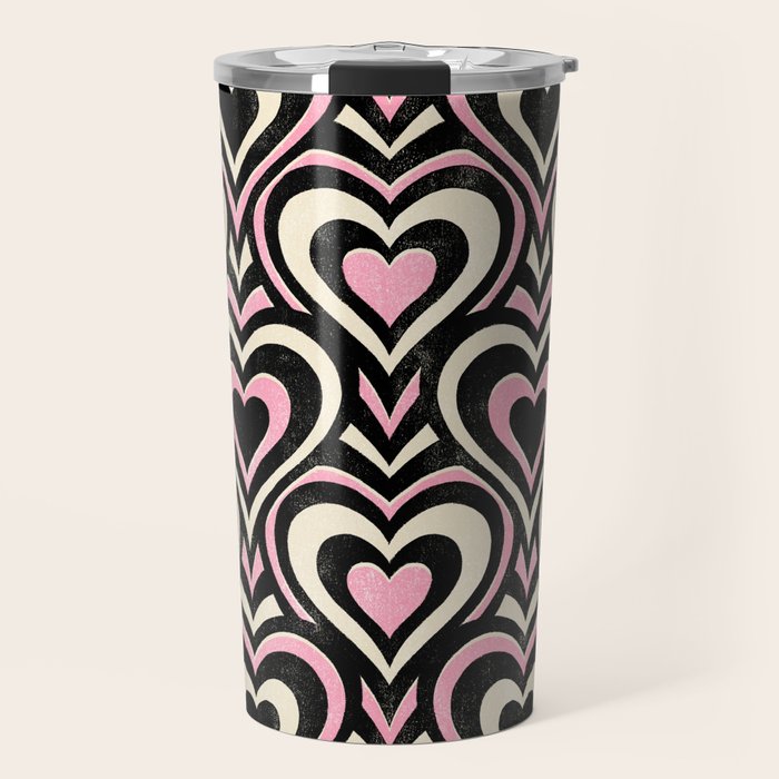 Sweethearts - black, pink, and cream  Travel Mug Gallery Image 1