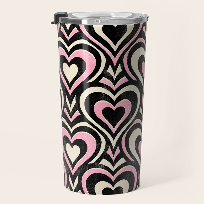 Sweethearts - black, pink, and cream  Travel Mug Gallery Image 3
