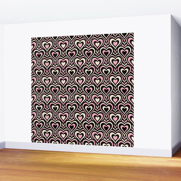 Sweethearts - black, pink, and cream  Wall Mural Gallery Image 2