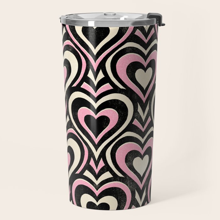 Sweethearts - black, pink, and cream  Travel Mug Gallery Image 2
