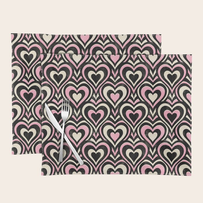 Sweethearts - black, pink, and cream  Placemat Gallery Image 1