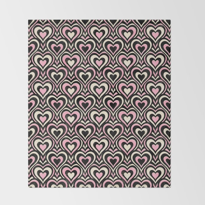 Sweethearts - black, pink, and cream  Throw Blanket Gallery Image 2