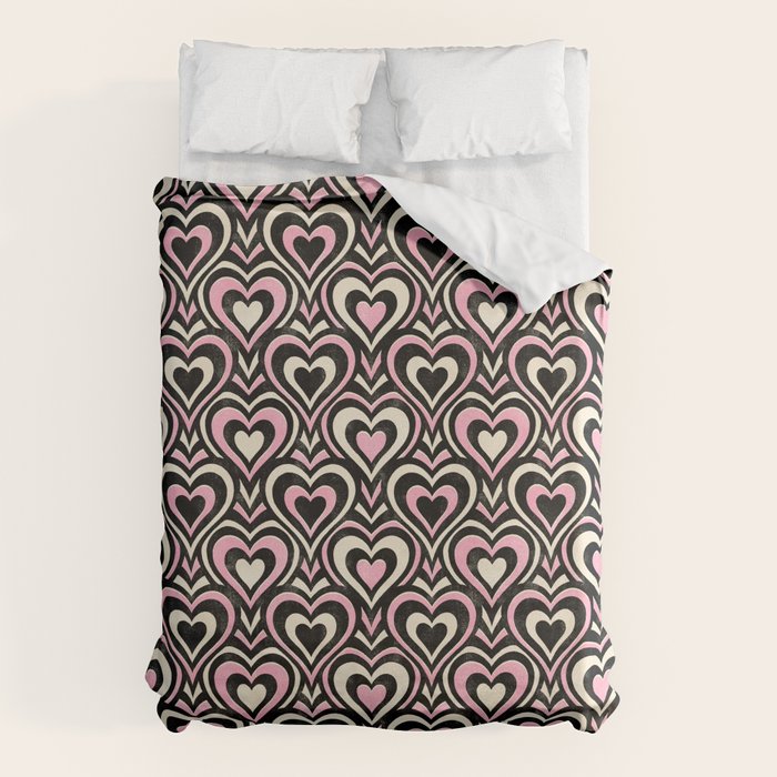 Sweethearts - black, pink, and cream  Duvet Cover Gallery Image 6