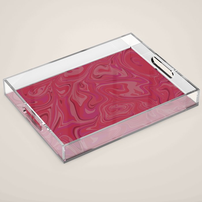 Viva magenta abstract marble Acrylic Tray Gallery Image 1