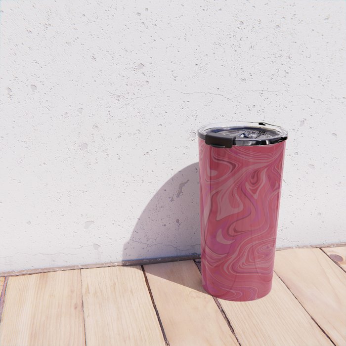 Viva magenta abstract marble Travel Mug Gallery Image 4