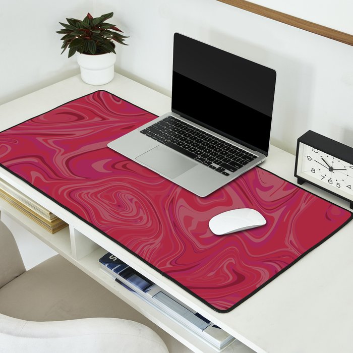 Viva magenta abstract marble Desk Mat Gallery Image 2