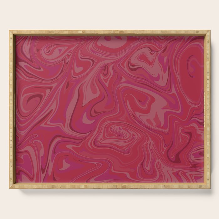 Viva magenta abstract marble Serving Tray Gallery Image 1