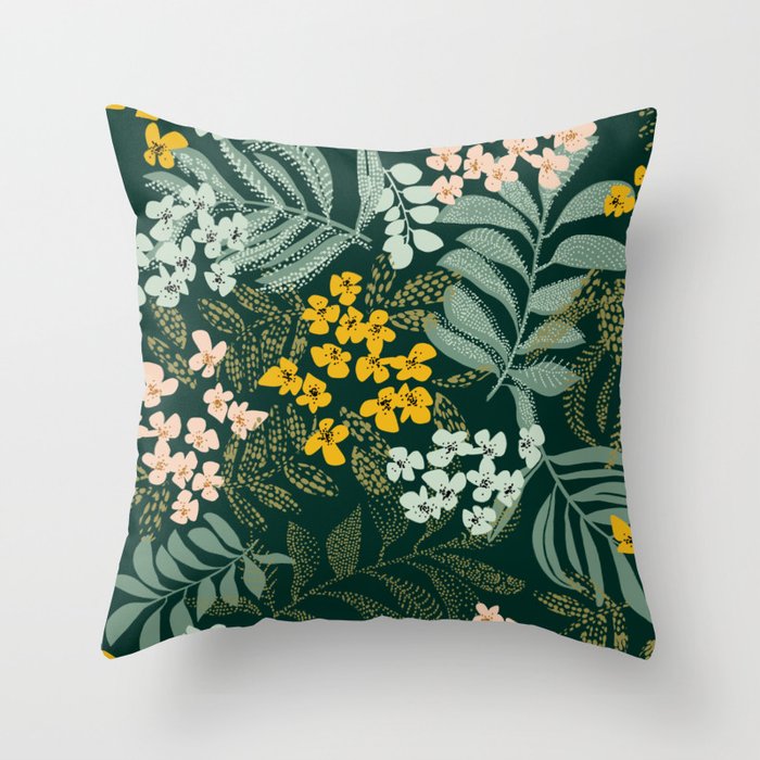 autumn leaves emerald Throw Pillow Gallery Image 6
