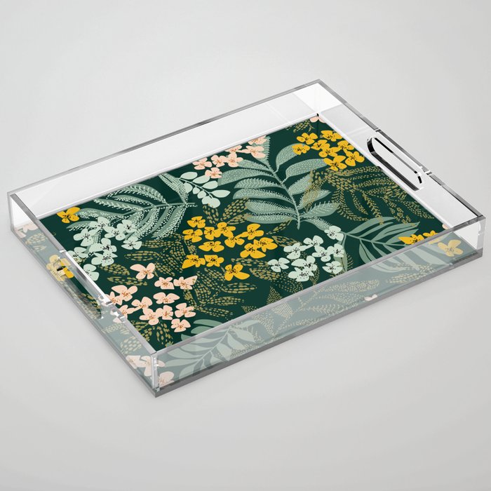 autumn leaves emerald Acrylic Tray Gallery Image 1