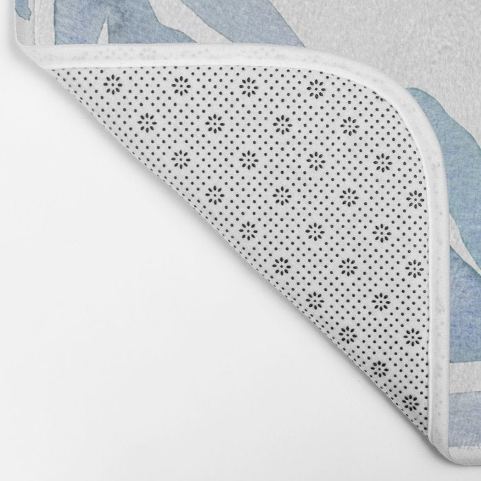 Muted Blue Palm Leaves Bath Mat Gallery Image 2