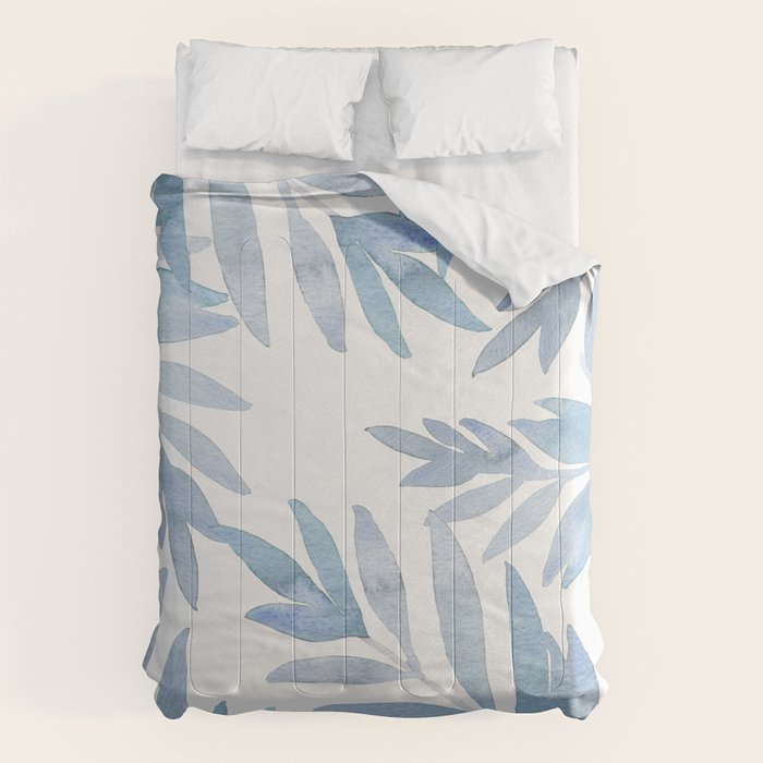 Muted Blue Palm Leaves Comforter Gallery Image 1