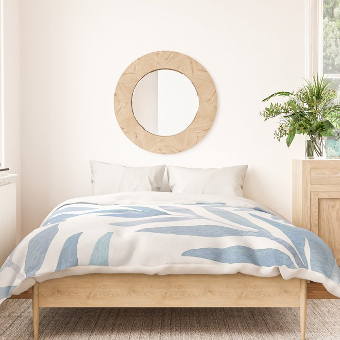 Muted Blue Palm Leaves Duvet Cover Gallery Image 3