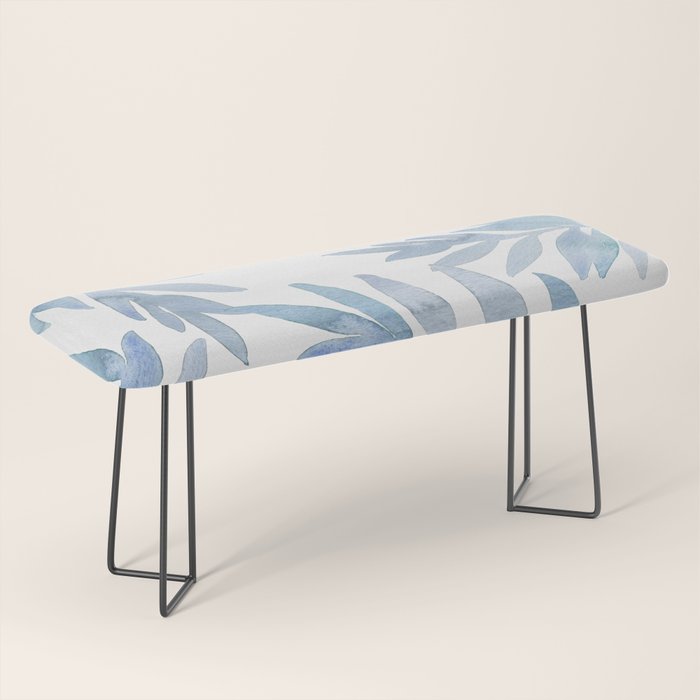 Muted Blue Palm Leaves Bench