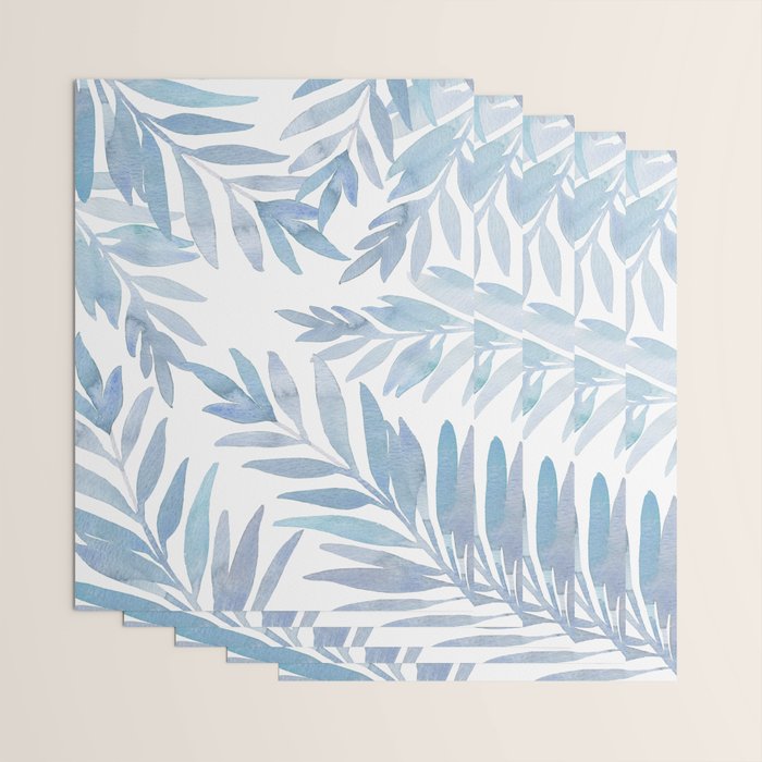 Muted Blue Palm Leaves Wrapping Paper Gallery Image 3