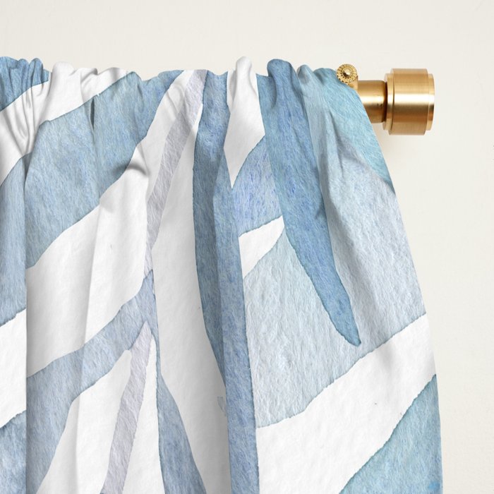 Muted Blue Palm Leaves Window Curtain Gallery Image 2